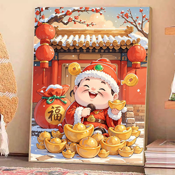 Keresztszemes készlet kínai karakterekkel a jólét motívumával, 9CT pamut vászon, modern stílus, ideális bejárathoz és nappaliba