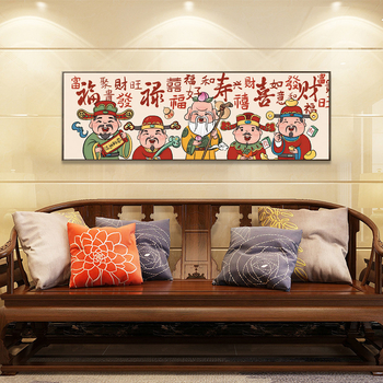 Keresztszemes készlet kínai karakterekkel a jólét motívumával, 9CT pamut vászon, modern stílus, ideális bejárathoz és nappaliba