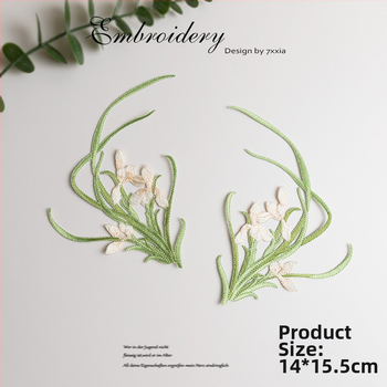 Spalvingos orchidėjos siuviniai iš rayon audinio – DIY rankdarbiams, Kinijos stiliaus audiniai dekoratyviniai aksesuarai galvos apdangalams, drabužiams ir dekoravimui