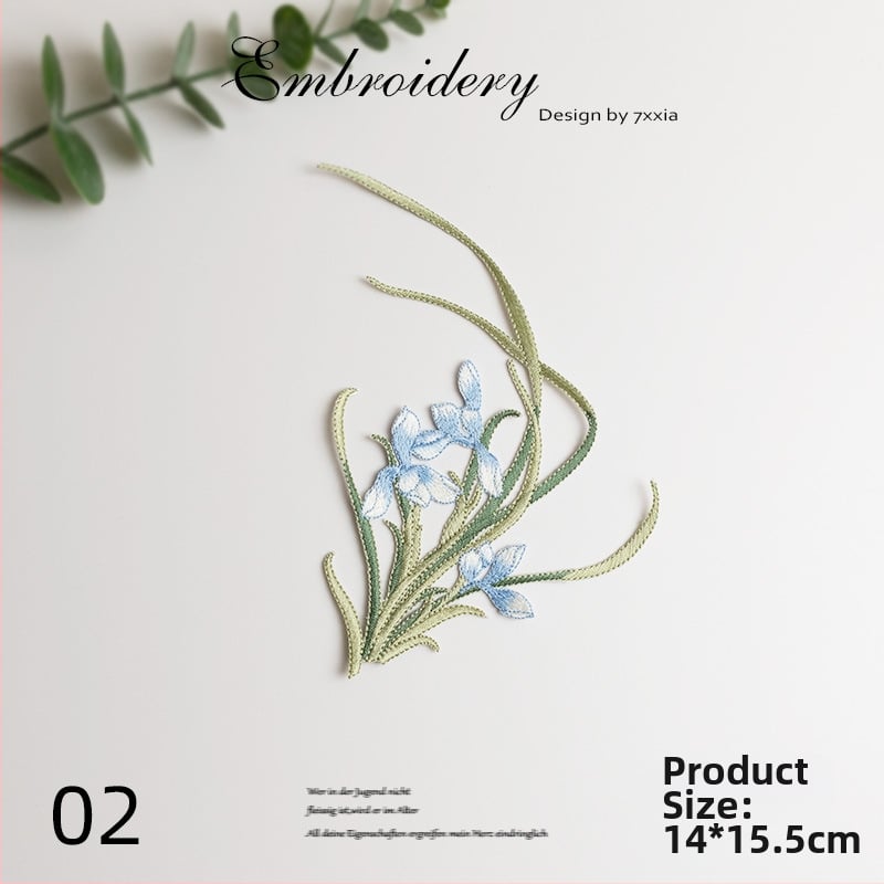 Spalvingos orchidėjos siuviniai iš rayon audinio – DIY rankdarbiams, Kinijos stiliaus audiniai dekoratyviniai aksesuarai galvos apdangalams, drabužiams ir dekoravimui