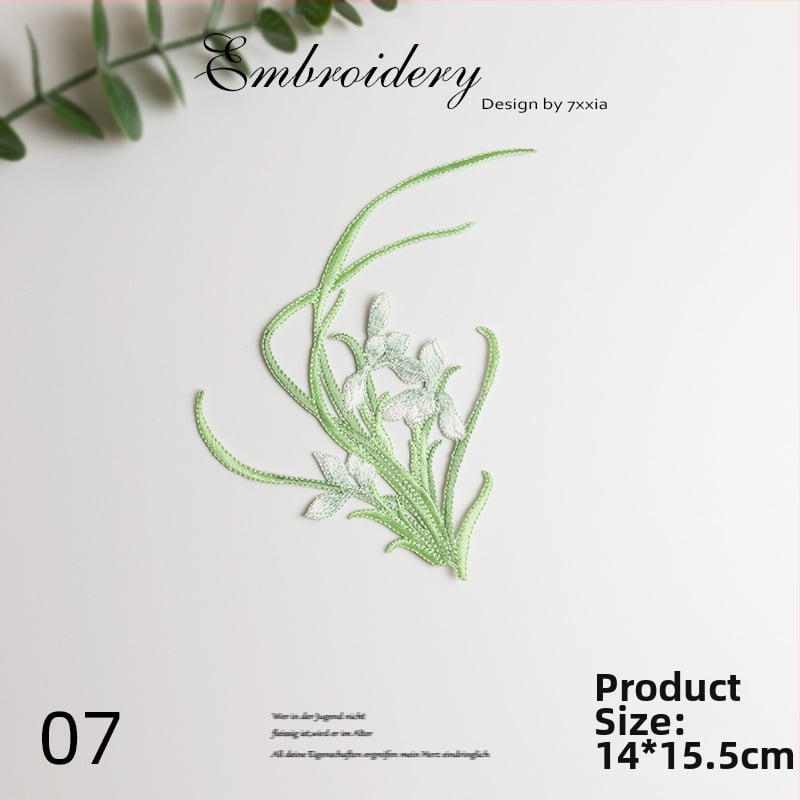 Spalvingos orchidėjos siuviniai iš rayon audinio – DIY rankdarbiams, Kinijos stiliaus audiniai dekoratyviniai aksesuarai galvos apdangalams, drabužiams ir dekoravimui