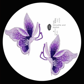 Siuvama drugelio applikacija drabužiams, rankinis siuvimas, medžiaga rayon, prekės ženklas Han Noble