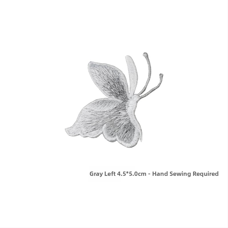 Siuvama drugelio applikacija drabužiams, rankinis siuvimas, medžiaga rayon, prekės ženklas Han Noble