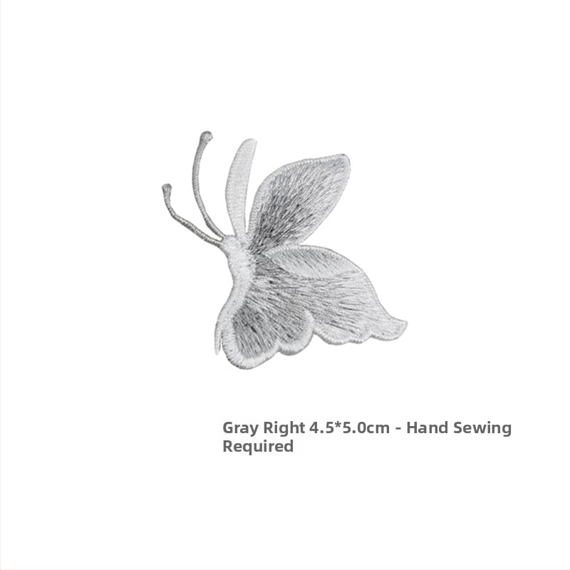 Siuvama drugelio applikacija drabužiams, rankinis siuvimas, medžiaga rayon, prekės ženklas Han Noble