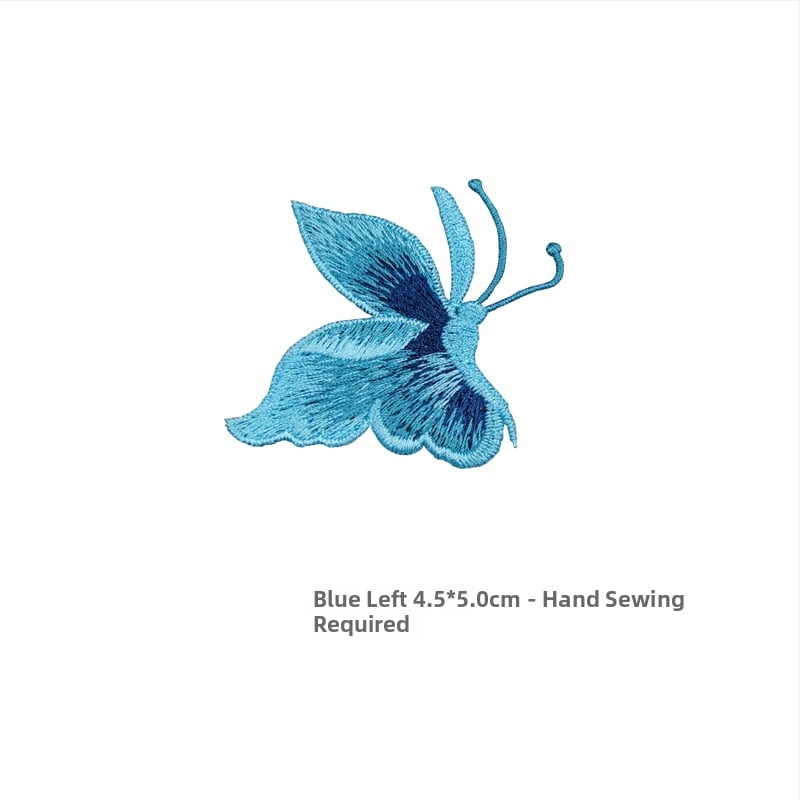 Siuvama drugelio applikacija drabužiams, rankinis siuvimas, medžiaga rayon, prekės ženklas Han Noble