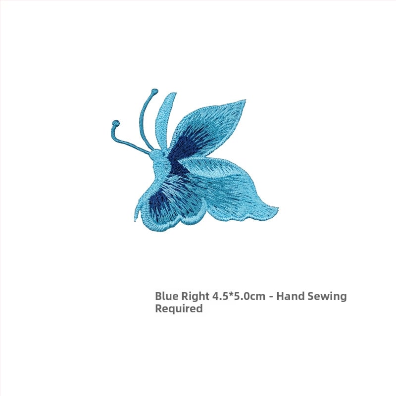 Siuvama drugelio applikacija drabužiams, rankinis siuvimas, medžiaga rayon, prekės ženklas Han Noble