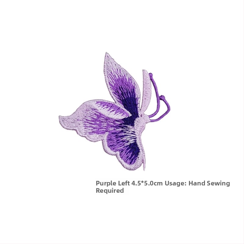 Siuvama drugelio applikacija drabužiams, rankinis siuvimas, medžiaga rayon, prekės ženklas Han Noble