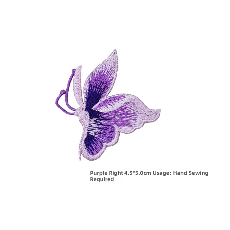 Siuvama drugelio applikacija drabužiams, rankinis siuvimas, medžiaga rayon, prekės ženklas Han Noble