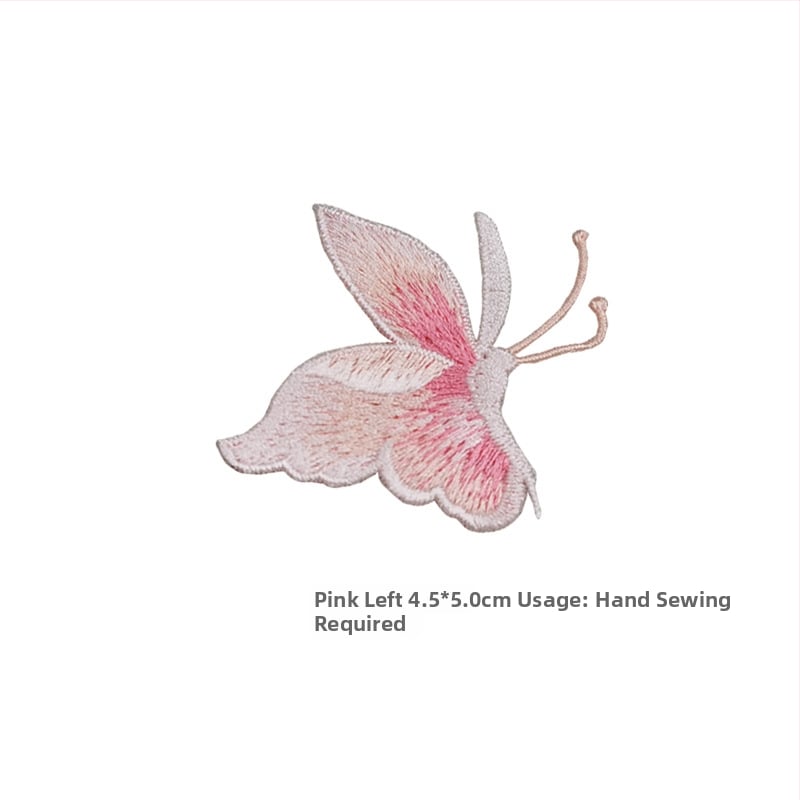 Siuvama drugelio applikacija drabužiams, rankinis siuvimas, medžiaga rayon, prekės ženklas Han Noble