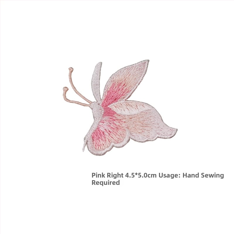 Siuvama drugelio applikacija drabužiams, rankinis siuvimas, medžiaga rayon, prekės ženklas Han Noble