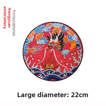 Siuvinėta drakono aplikacija apvalios formos Hanfu drabužiams ir dekoravimui