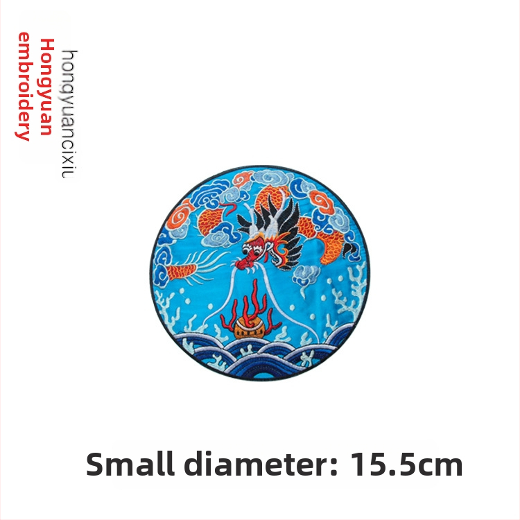 Dračia vyšívaná kruhová appliqué pre Hanfu, ozdoba odevu