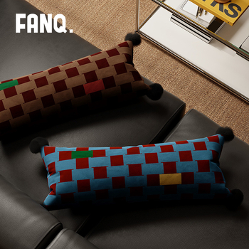 Garš spilvens viduslaiku stilā mājai — ģeometrisks kvadrāta raksts, holandiešu samts pārvalks, noņemams un mazgājams pārvalks, PP kokvilnas pildījums, piemērots guļamistabai pie gultas un birojā