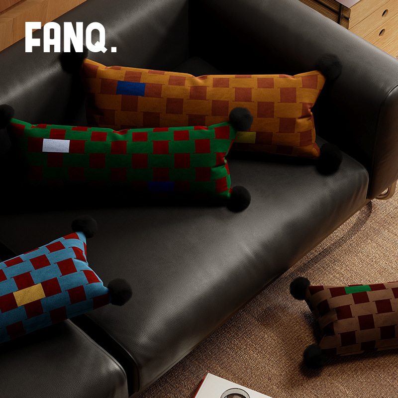 Garš spilvens viduslaiku stilā mājai — ģeometrisks kvadrāta raksts, holandiešu samts pārvalks, noņemams un mazgājams pārvalks, PP kokvilnas pildījums, piemērots guļamistabai pie gultas un birojā