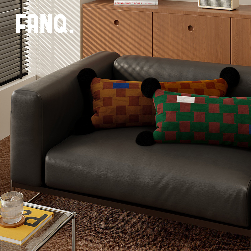 Garš spilvens viduslaiku stilā mājai — ģeometrisks kvadrāta raksts, holandiešu samts pārvalks, noņemams un mazgājams pārvalks, PP kokvilnas pildījums, piemērots guļamistabai pie gultas un birojā