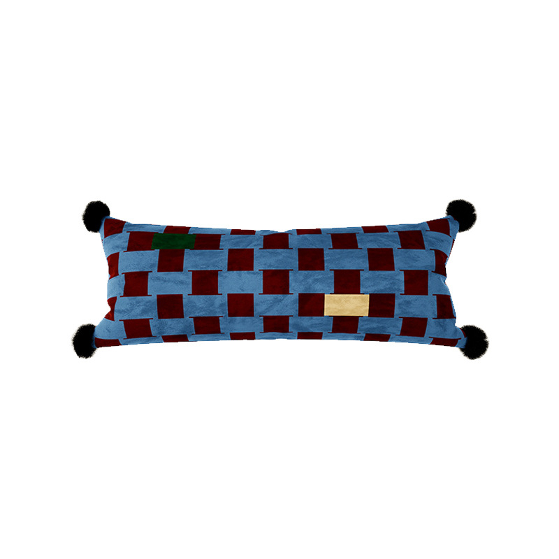 Garš spilvens viduslaiku stilā mājai — ģeometrisks kvadrāta raksts, holandiešu samts pārvalks, noņemams un mazgājams pārvalks, PP kokvilnas pildījums, piemērots guļamistabai pie gultas un birojā