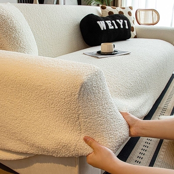 Plüss kanapévédő huzat, univerzális, minden évszakban, macskák karcolása elleni, csúszásmentes, minimalist stílus