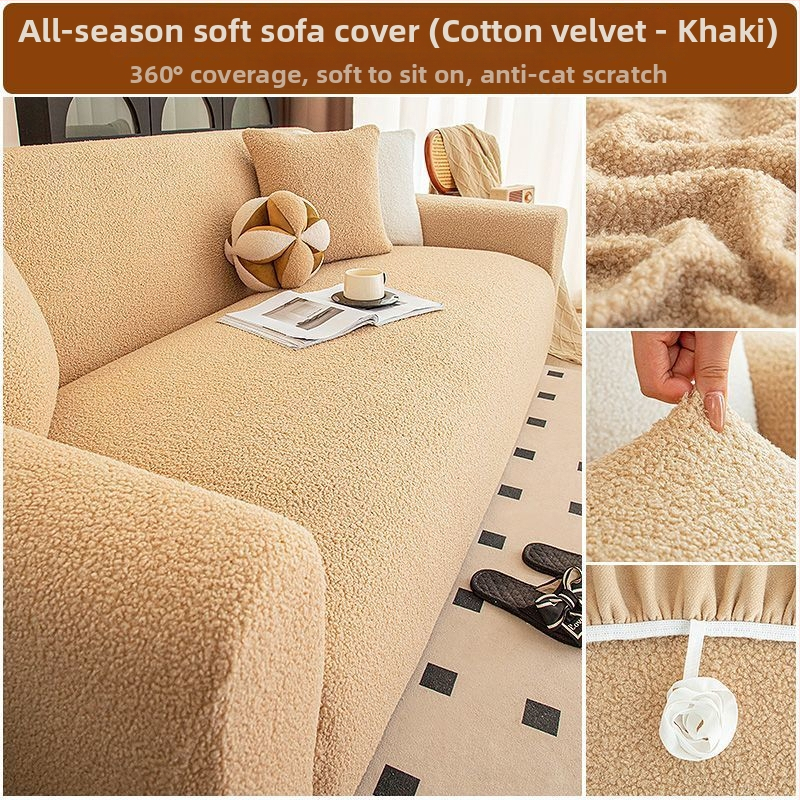 Plüss kanapévédő huzat, univerzális, minden évszakban, macskák karcolása elleni, csúszásmentes, minimalist stílus