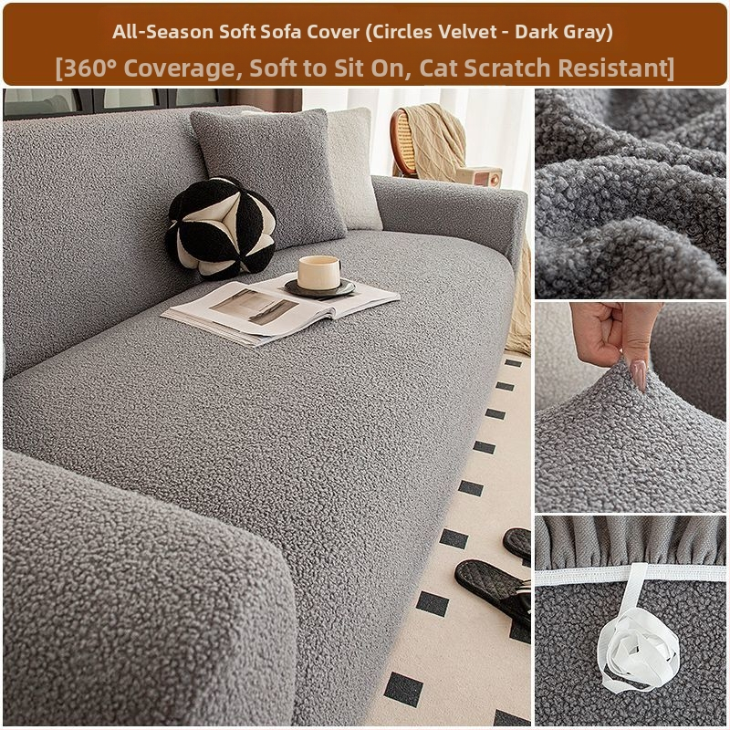 Plüss kanapévédő huzat, univerzális, minden évszakban, macskák karcolása elleni, csúszásmentes, minimalist stílus