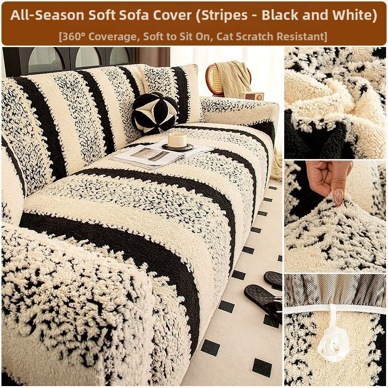 Plüss kanapévédő huzat, univerzális, minden évszakban, macskák karcolása elleni, csúszásmentes, minimalist stílus