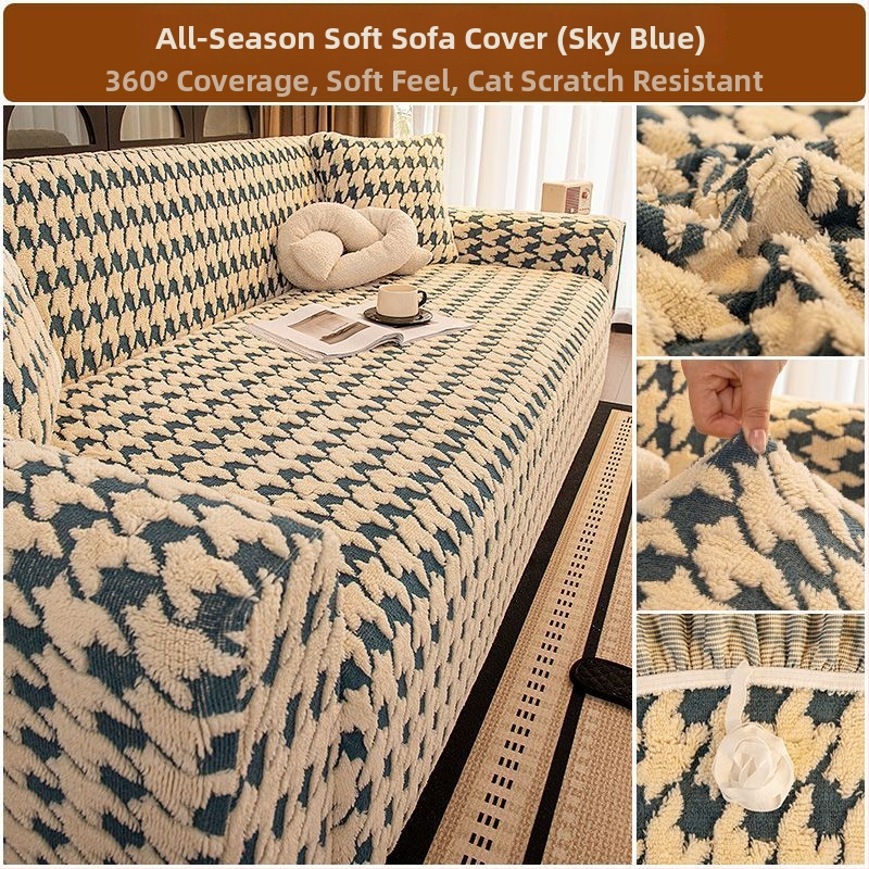 Plüss kanapévédő huzat, univerzális, minden évszakban, macskák karcolása elleni, csúszásmentes, minimalist stílus