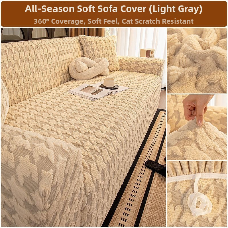 Plüss kanapévédő huzat, univerzális, minden évszakban, macskák karcolása elleni, csúszásmentes, minimalist stílus