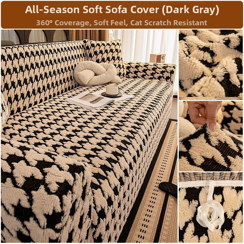 Plüss kanapévédő huzat, univerzális, minden évszakban, macskák karcolása elleni, csúszásmentes, minimalist stílus