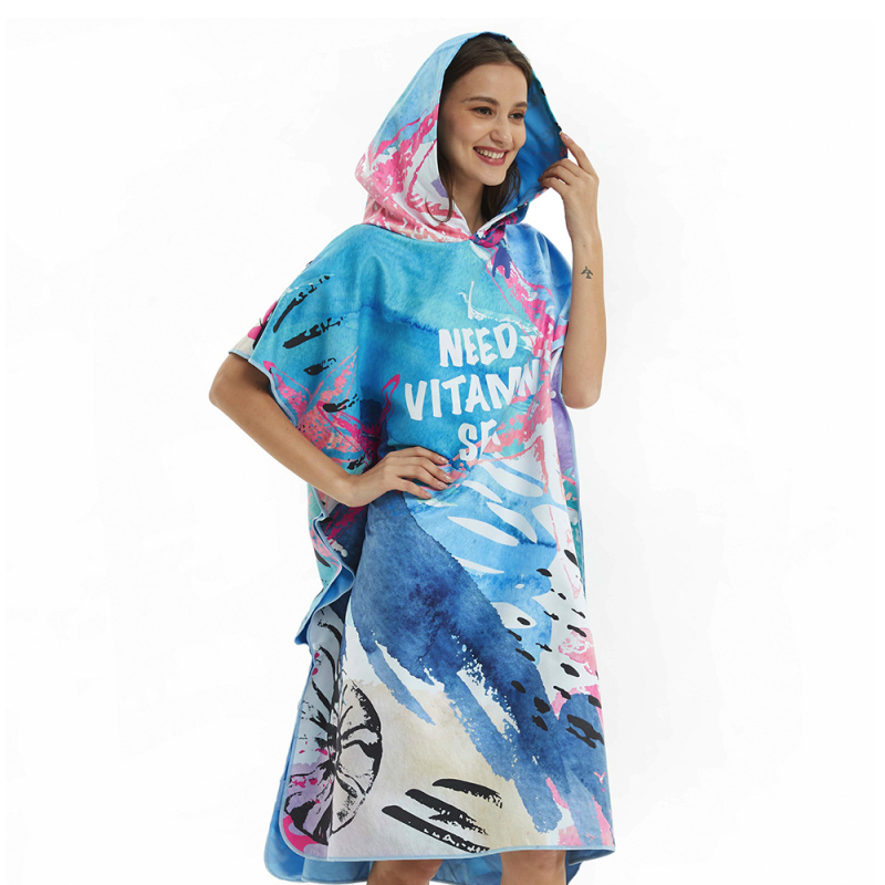 Kapucnis törölköző köpeny úszáshoz és termál Fürdőkhöz | Gyorsan száradó mikroszálas | 170–200 g | 120D fonal | Egyszerű szövés | 90% fő anyag