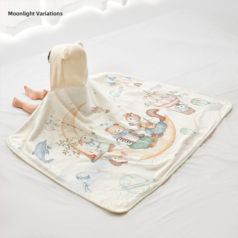 Hordozható babafürdő törölköző-köntös — bambusz rost, 120–140 g, nyomtatott gyártási folyamat, Jingqi