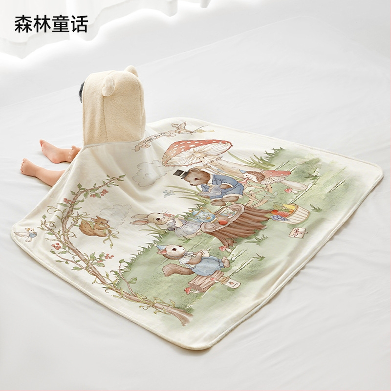 Hordozható babafürdő törölköző-köntös — bambusz rost, 120–140 g, nyomtatott gyártási folyamat, Jingqi