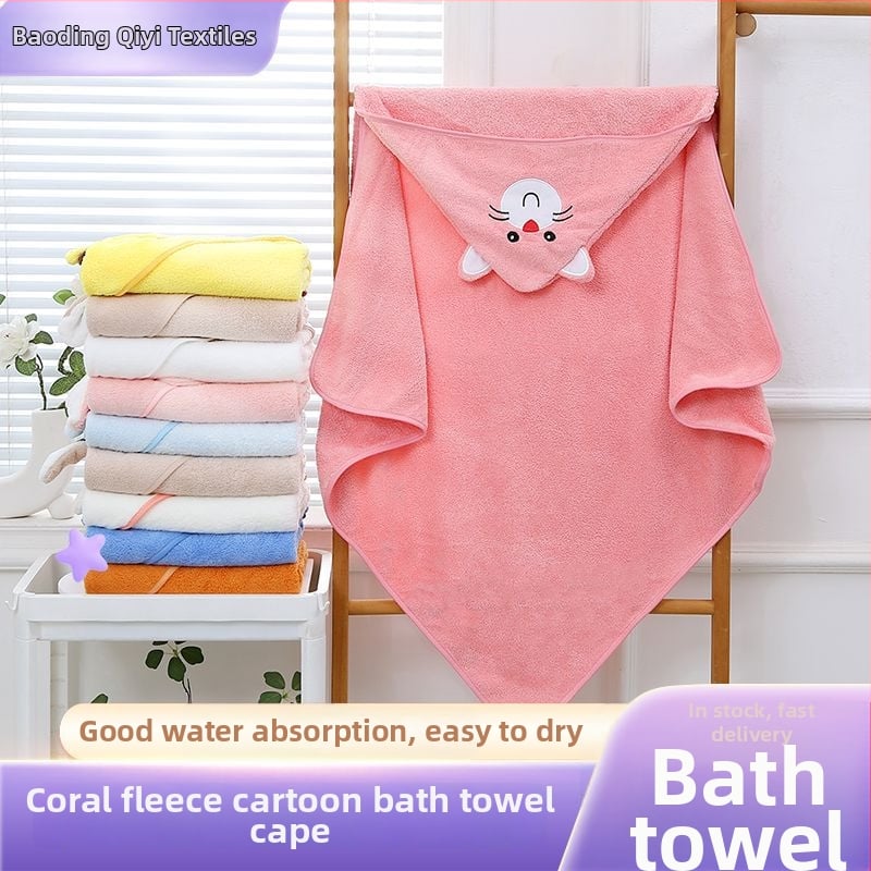 Yaqi korallfleece törölköző gyerekeknek kapucnival, nedvszívó, 200–300 g