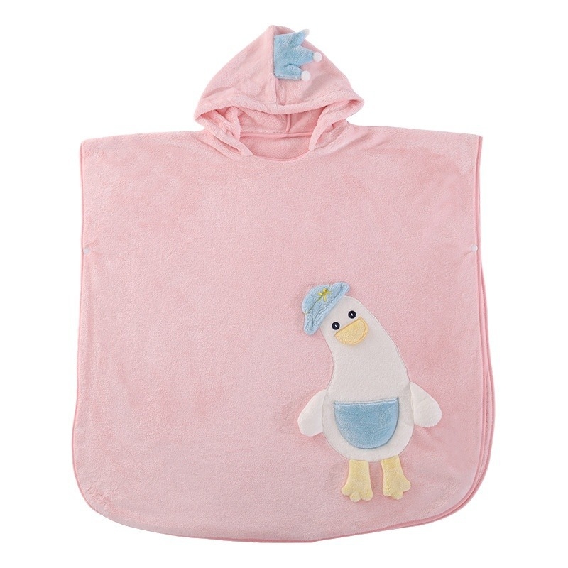 Gilligiri Gyerekeknek kapucnis fürdőlepedő korall flízzel – 200–300 g, 150D fonal, hímzés, varrás, sima szövet