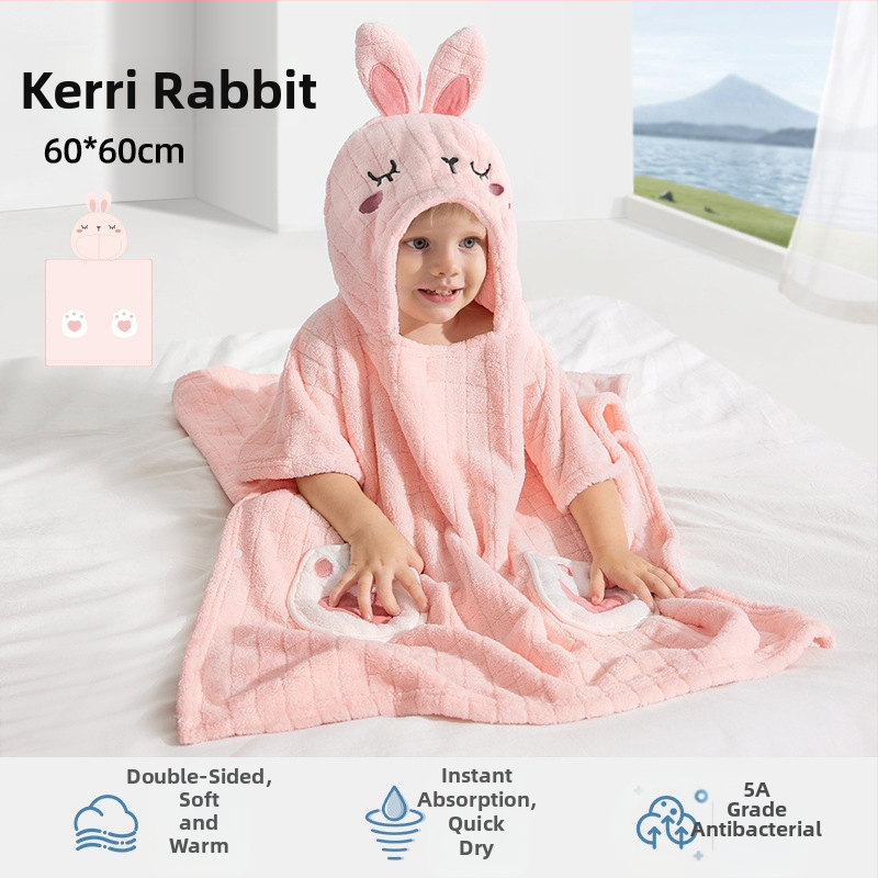 Belleptide gyerekeknek kapucnis fürdőköntös korall velúr, 300–400 g, 40 szál