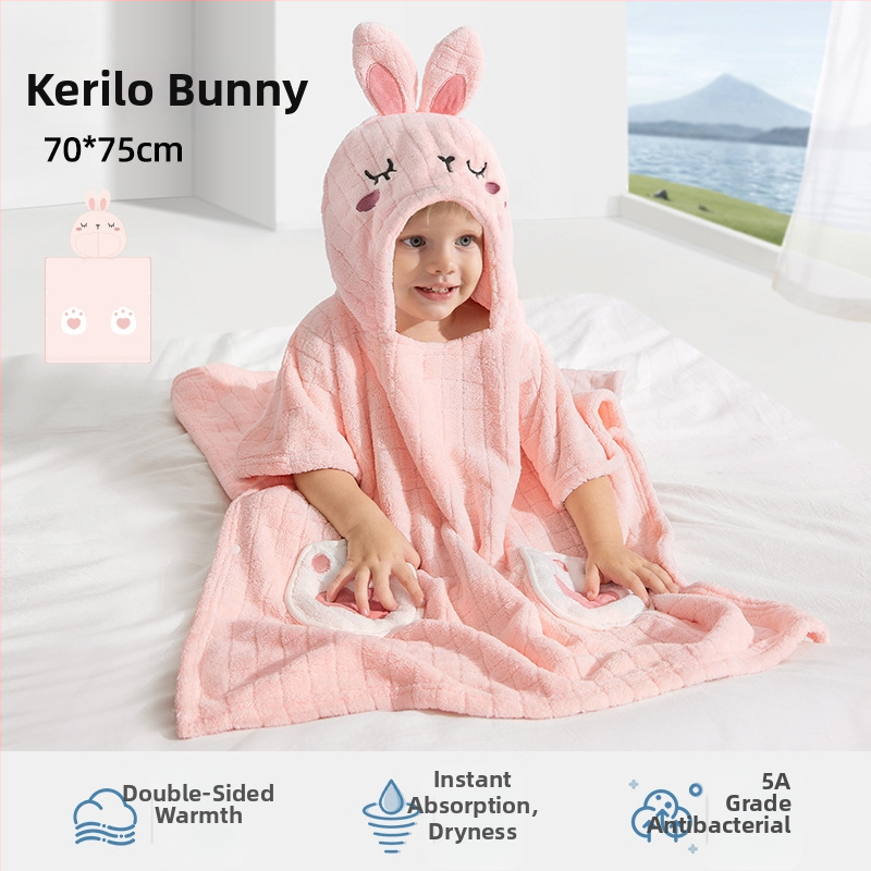 Belleptide gyerekeknek kapucnis fürdőköntös korall velúr, 300–400 g, 40 szál