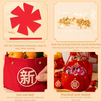 Naujojo metų dekoratyvinis vaisių krepšelis, iš filco, Opp maišelyje pakuotė, be prekės ženklo, nėra importuotas, tinkamas Seven Evening Festival