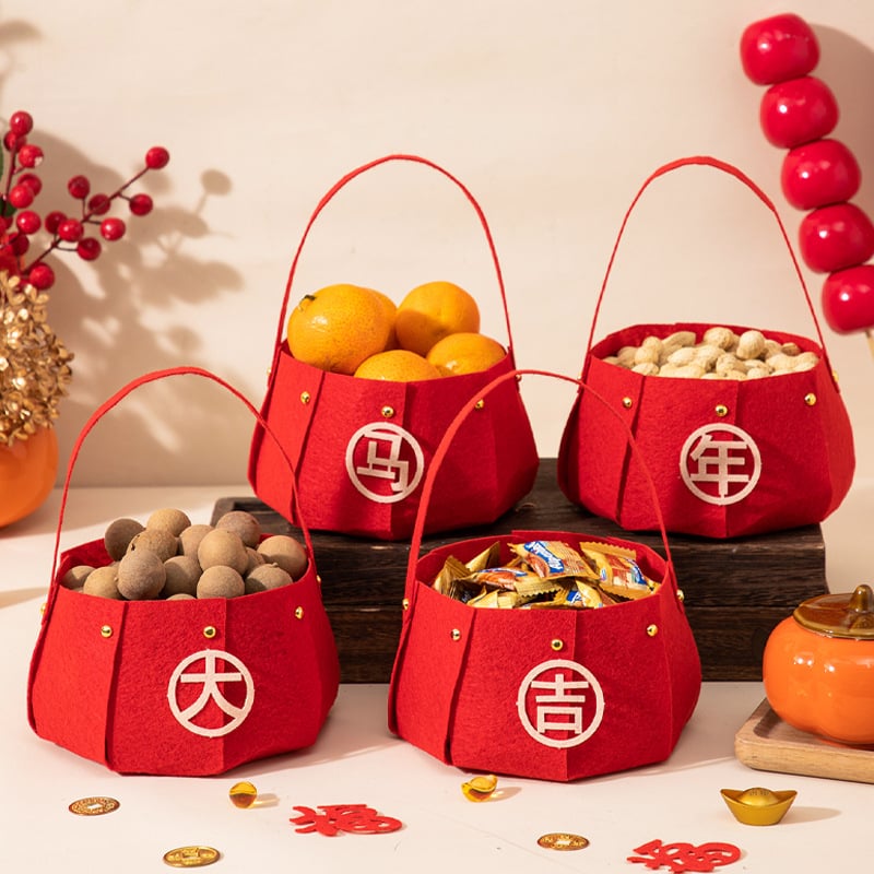 Naujojo metų dekoratyvinis vaisių krepšelis, iš filco, Opp maišelyje pakuotė, be prekės ženklo, nėra importuotas, tinkamas Seven Evening Festival