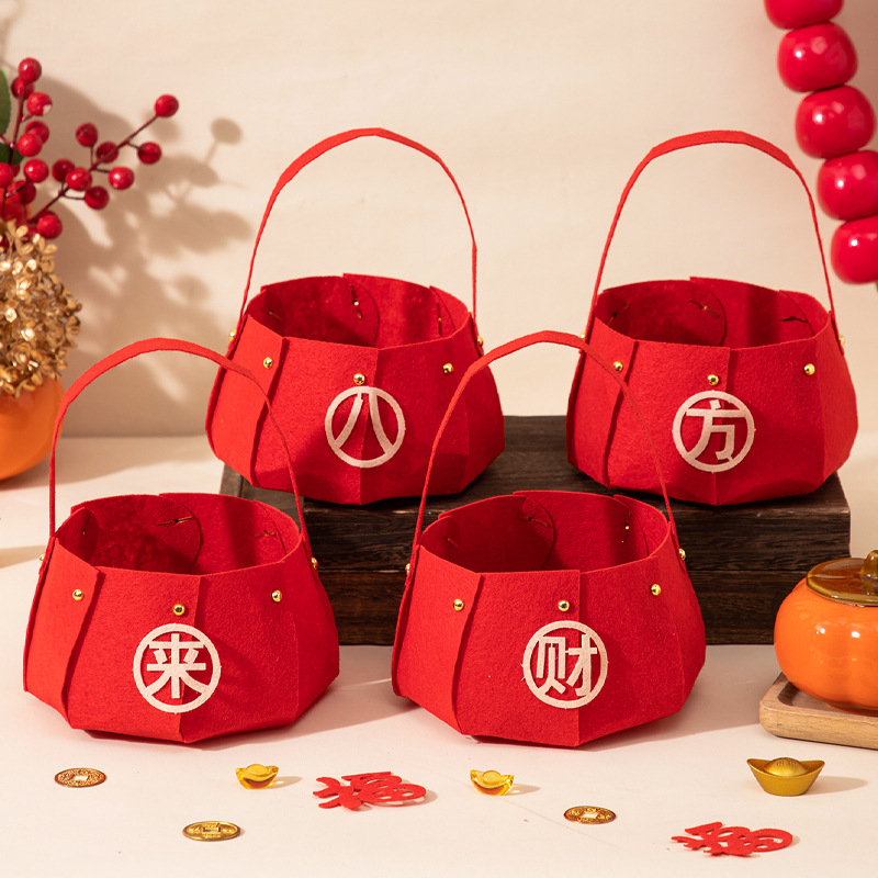 Naujojo metų dekoratyvinis vaisių krepšelis, iš filco, Opp maišelyje pakuotė, be prekės ženklo, nėra importuotas, tinkamas Seven Evening Festival