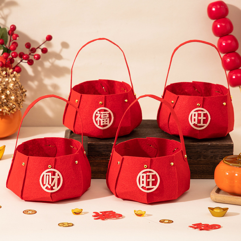 Naujojo metų dekoratyvinis vaisių krepšelis, iš filco, Opp maišelyje pakuotė, be prekės ženklo, nėra importuotas, tinkamas Seven Evening Festival