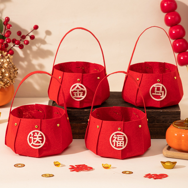 Naujojo metų dekoratyvinis vaisių krepšelis, iš filco, Opp maišelyje pakuotė, be prekės ženklo, nėra importuotas, tinkamas Seven Evening Festival