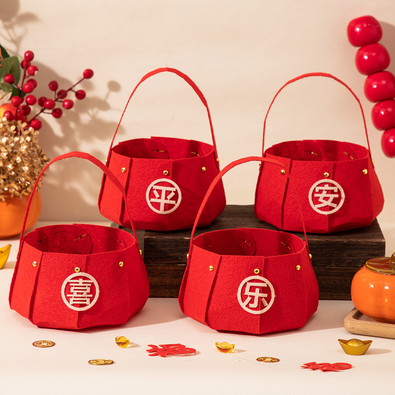 Naujojo metų dekoratyvinis vaisių krepšelis, iš filco, Opp maišelyje pakuotė, be prekės ženklo, nėra importuotas, tinkamas Seven Evening Festival