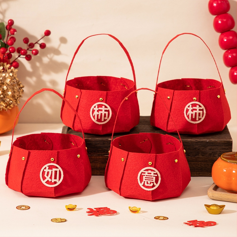 Naujojo metų dekoratyvinis vaisių krepšelis, iš filco, Opp maišelyje pakuotė, be prekės ženklo, nėra importuotas, tinkamas Seven Evening Festival