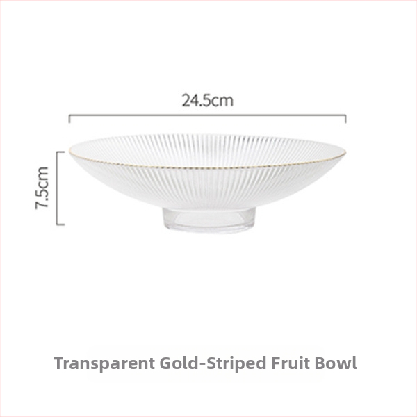 Klaasist puuviljataldrik, ümmargune, triibuline muster, moodsalt minimalistlik stiil, pinnatöötlus: elektroplaadimine