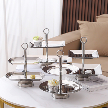 Nerūsējošā tērauda deserts un augļu statīvs ar diviem vai trim līmeņiem, Yuexiang YXCP02, stils Light Luxury Retro