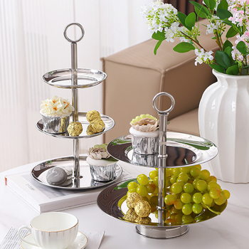 Nerūsējošā tērauda deserts un augļu statīvs ar diviem vai trim līmeņiem, Yuexiang YXCP02, stils Light Luxury Retro