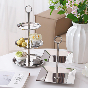 Nerūsējošā tērauda deserts un augļu statīvs ar diviem vai trim līmeņiem, Yuexiang YXCP02, stils Light Luxury Retro