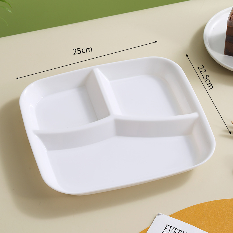 Kolmeosaline ruutne õhtusöögiplaat, plastikust PP, mikrolainete jaoks sobiv, käsitsi joonistatud pind, moodsalt minimalistlik stiil