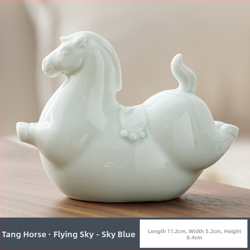 Keramikas virpuļzirgs dekors — radošs ponijs, mūsdienīgs minimālisma stils; Zīmols: Qianmeitang ceramics; Materiāls: keramika; Iepakojums: kartons