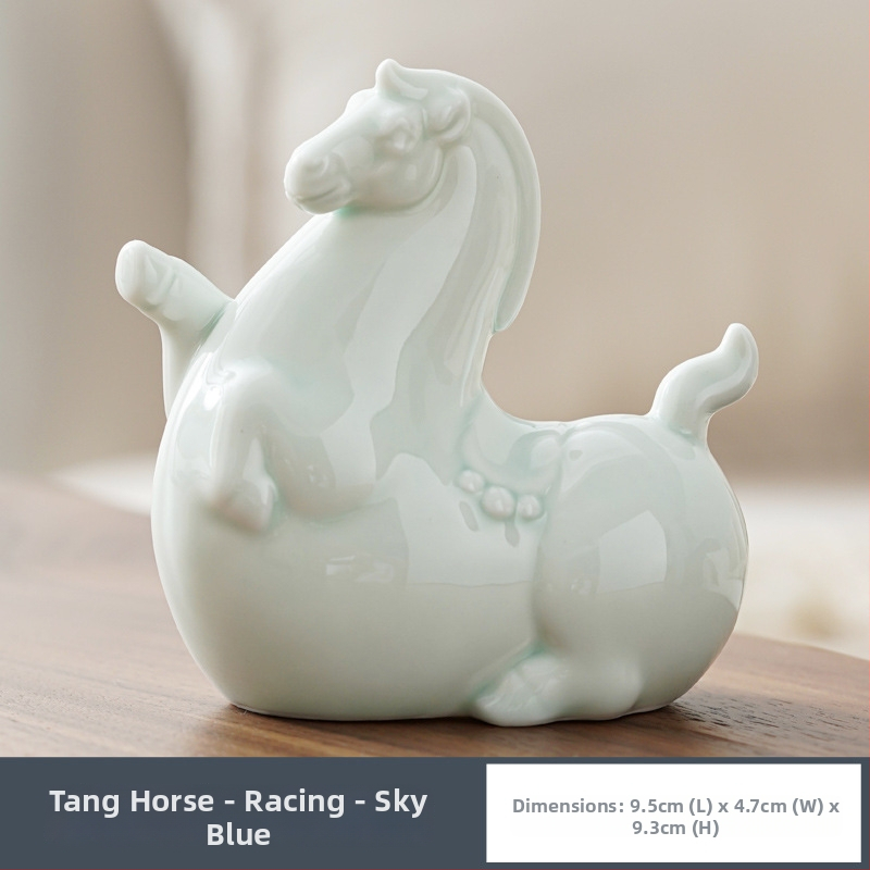 Keramikas virpuļzirgs dekors — radošs ponijs, mūsdienīgs minimālisma stils; Zīmols: Qianmeitang ceramics; Materiāls: keramika; Iepakojums: kartons