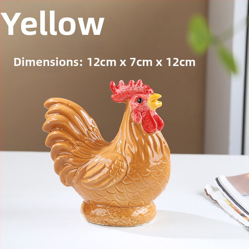 Porcelānas gaiļa figūra Feng Shui – Divpadsmit zodiaka dzīvnieku dekoratīvs priekšmets porcelānā, pastoral stilā piemērots dzīvojamai istabai vai gaiteņam