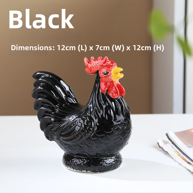 Porcelānas gaiļa figūra Feng Shui – Divpadsmit zodiaka dzīvnieku dekoratīvs priekšmets porcelānā, pastoral stilā piemērots dzīvojamai istabai vai gaiteņam